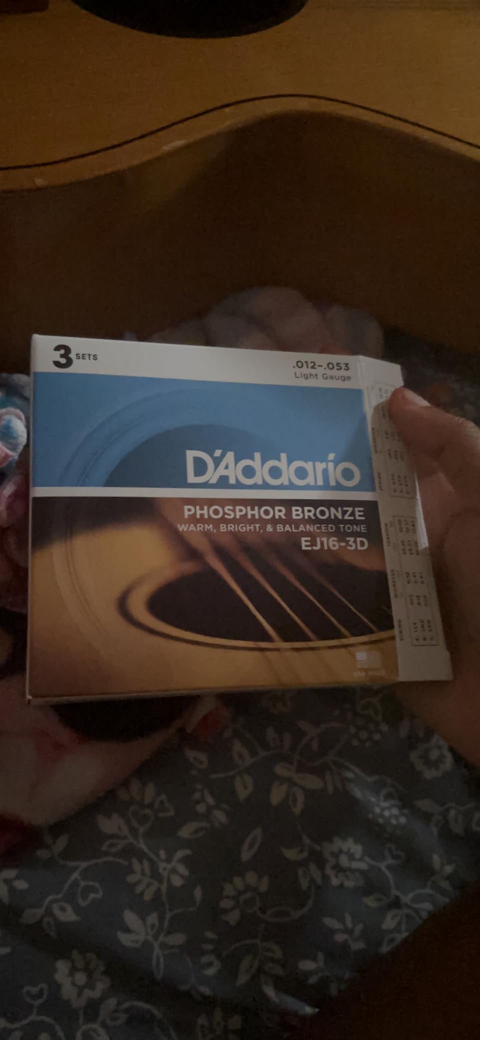 D'Addario Guitar Strings - Phosphor Bronze Acoustic Guitar Strings - EJ16-3D - Rich, Full Tonal Spectrum - For 6 String Guitars - 12-53 Light, 3-Pack Customer Review D'Addario Guitar Strings - Phosphor Bronze Acoustic Guitar Strings - EJ16-3D - Rich, Full Tonal Spectrum - For 6 String Guitars - 12-53 Light, 3-Pack - Customer Photo 2