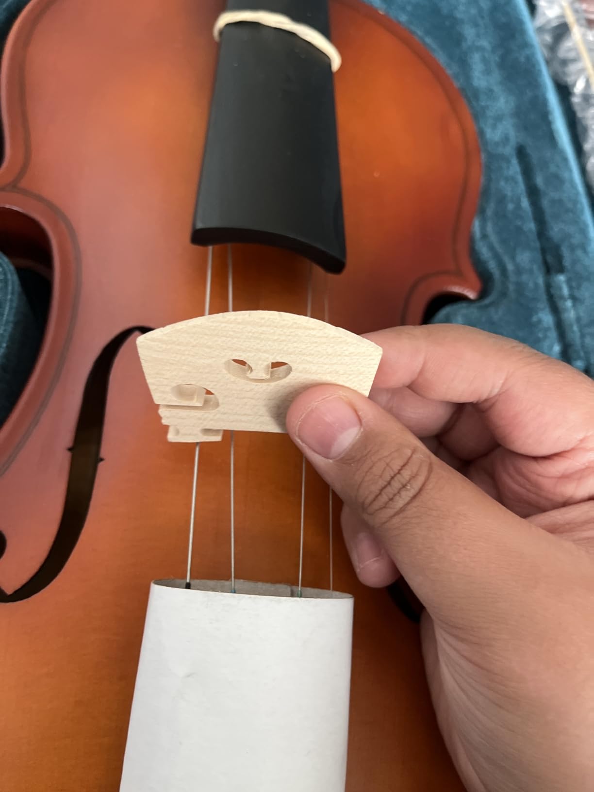 Mendini by Cecilio Violin 4/4 Full Size Kit For Beginners - Hand Carved Acoustic Violins Set - Fiddle Solid Wood Kit with Hard Case, Bow, Rosin, Shoulder Rest, Bridge and Extra Strings Customer Review Mendini by Cecilio Violin 4/4 Full Size Kit For Beginners - Hand Carved Acoustic Violins Set - Fiddle Solid Wood Kit with Hard Case, Bow, Rosin, Shoulder Rest, Bridge and Extra Strings - Customer Photo 4
