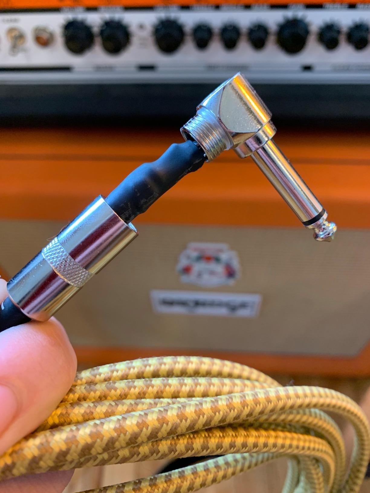 GLS Audio Instrument Cable - Amp Cord for Bass & Electric Guitar - Straight to Right Angle 1/4 Inch Instrument Cable - Brown/Yellow Braided Tweed, 20ft Customer Review GLS Audio Instrument Cable - Amp Cord for Bass & Electric Guitar - Straight to Right Angle 1/4 Inch Instrument Cable - Brown/Yellow Braided Tweed, 20ft - Customer Photo 1