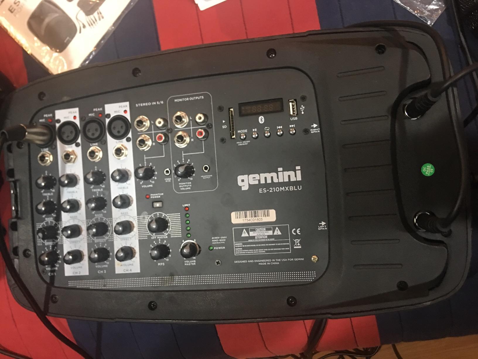 Gemini Portable PA System with Stands, Bluetooth, 600W Powered System with 6-Channel Mixer, Dual 10 Gemini Portable PA System with Stands, Bluetooth, 600W Powered System with 6-Channel Mixer, Dual 10