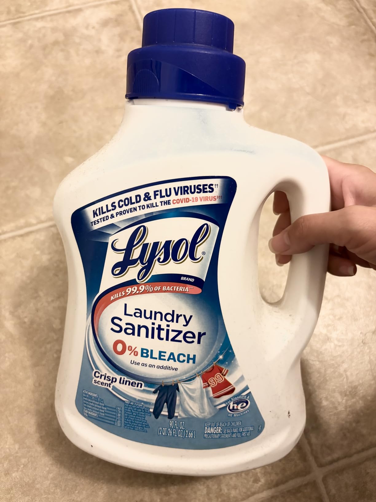Lysol Laundry Sanitizer Additive, Bacteria-Causing Laundry Odor Eliminator, Detergent Additive, Crisp Linen, 90oz Customer Review Lysol Laundry Sanitizer Additive, Bacteria-Causing Laundry Odor Eliminator, Detergent Additive, Crisp Linen, 90oz - Customer Photo 1