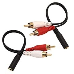 VCE 3.5mm Female to 2 RCA Splitter Male Stereo Audio Y Cable 2-Pack, Gold Plated Adapter Compatible for TV,Smartphones, MP3, Tablets, Speakers,Home Theater (8 inch) - Customer Photo 2