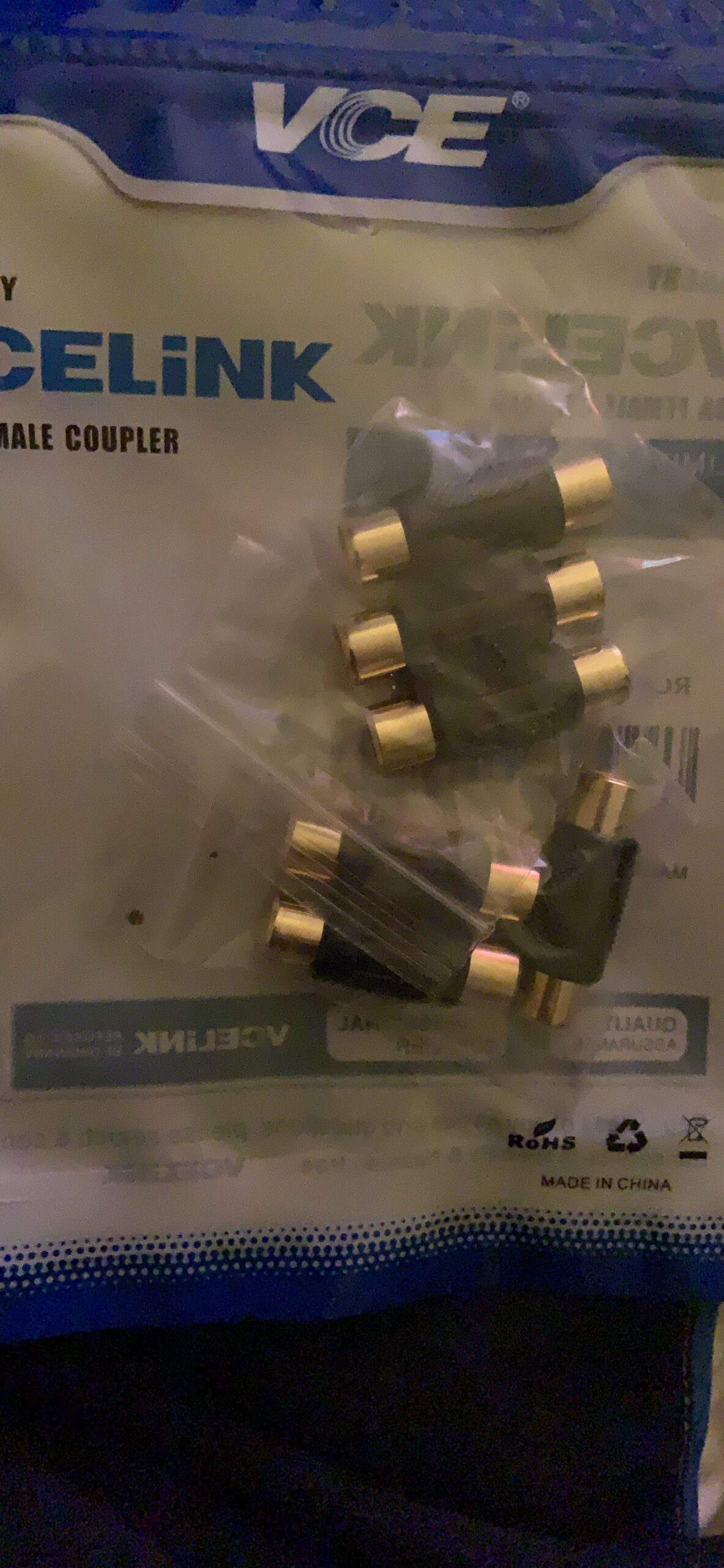 VCE 6-Pack Gold Plated RCA Female to RCA Female Coupler,Compatible with Phono,Speaker,RCA Cable,Amplifier - Customer Photo 1