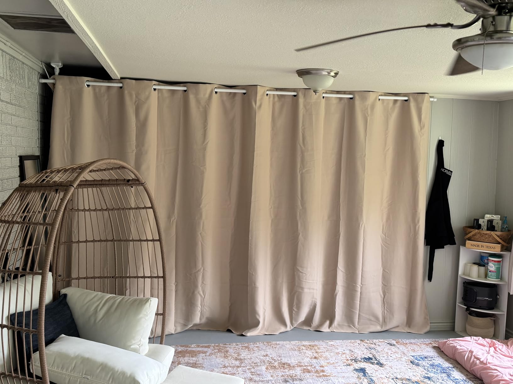 RYB HOME Blackout Thermal Insulated Blind Curtains, Noise Reduce Barrier for Nursery, Portable Curtain for Sliding Glass Door/Storage/Space Room Divider, 7 ft Tall x 8.3 ft Wide, Black, 1 Panel Customer Review RYB HOME Blackout Thermal Insulated Blind Curtains, Noise Reduce Barrier for Nursery, Portable Curtain for Sliding Glass Door/Storage/Space Room Divider, 7 ft Tall x 8.3 ft Wide, Black, 1 Panel - Customer Photo 1