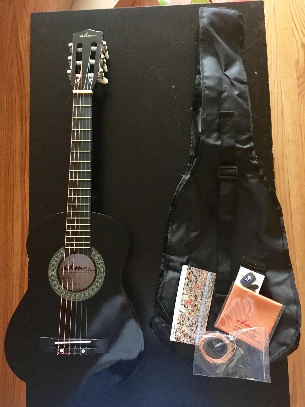 ADM Beginner Acoustic Classical Guitar 30 Inch Nylon Strings Wooden Guitar Bundle Kit for Kid Boy Girl Student Youth Guitarra Online Lessons with Gig Bag, Strap, Tuner, Extra Strings, Picks,Blue Customer Review ADM Beginner Acoustic Classical Guitar 30 Inch Nylon Strings Wooden Guitar Bundle Kit for Kid Boy Girl Student Youth Guitarra Online Lessons with Gig Bag, Strap, Tuner, Extra Strings, Picks,Blue - Customer Photo 2