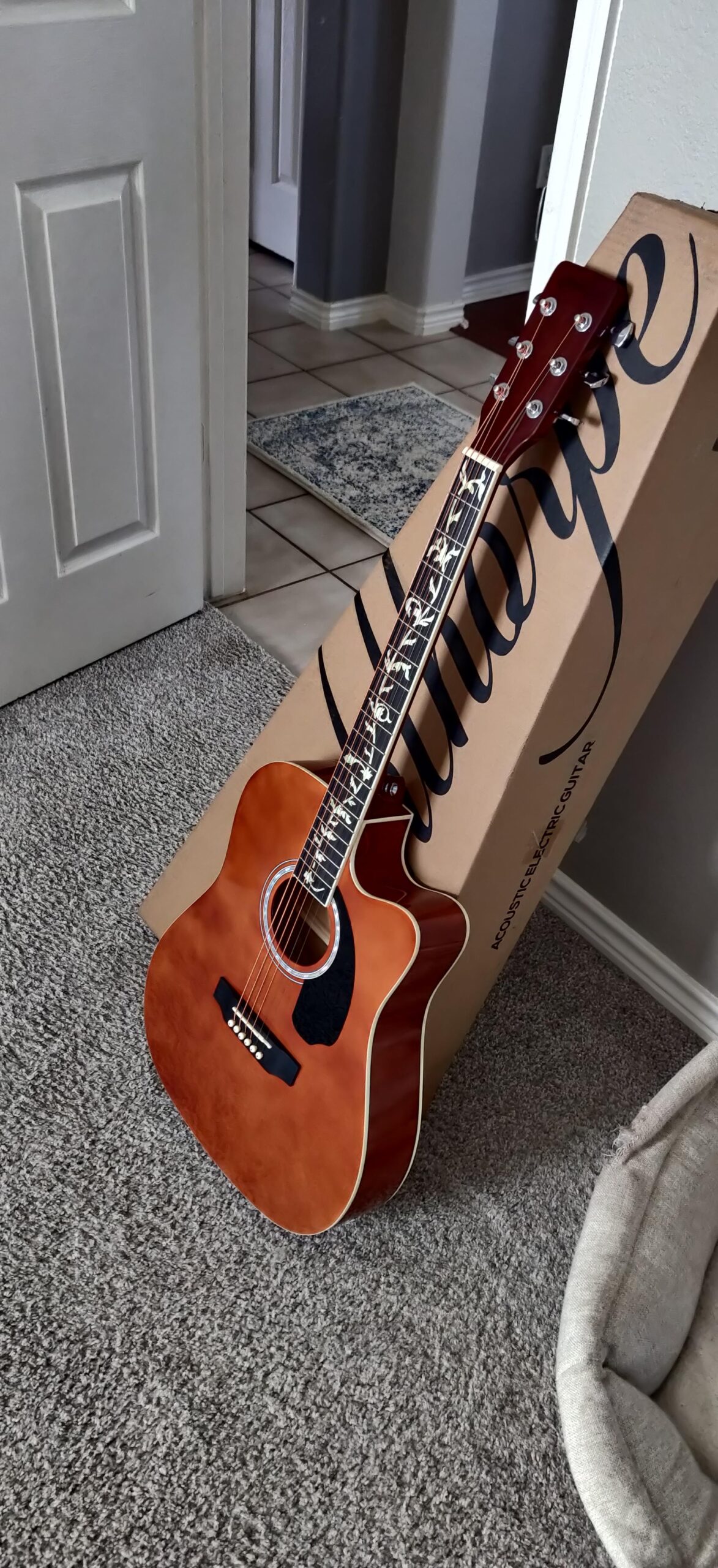 Ashthorpe Full-Size Cutaway Thinline Acoustic-Electric Guitar Package - Premium Tonewoods - Blue customer photo 2