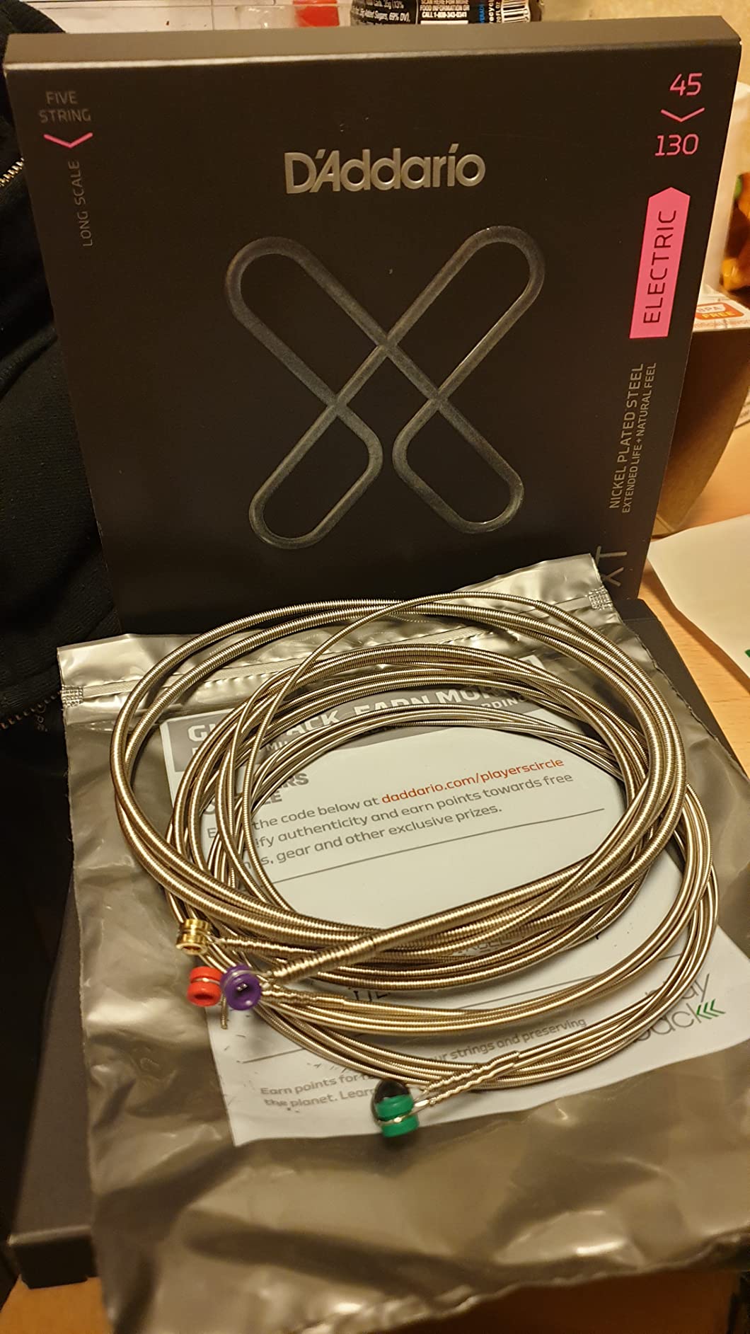 D'Addario Bass Guitar Strings, XT Coated Electric, XTB45100, Regular Light 45-100, 4-String Set - Customer Photo 2