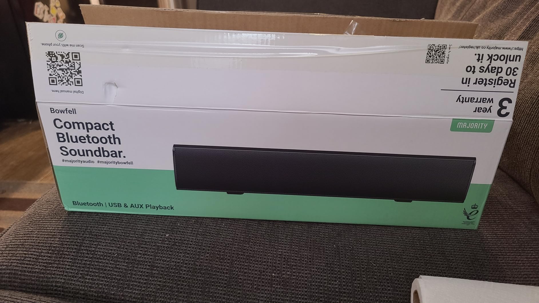 Majority Sound Bar for Smart TV, 50 Watts, 2.0 Bluetooth TV Sound Bar, 15 Inch Home Audio Sound Bars, Small Soundbar for TV and PC | AUX, RCA, Optical, USB | Gaming, Music, Movies - Bowfell Black Customer Review Majority Sound Bar for Smart TV, 50 Watts, 2.0 Bluetooth TV Sound Bar, 15 Inch Home Audio Sound Bars, Small Soundbar for TV and PC | AUX, RCA, Optical, USB | Gaming, Music, Movies - Bowfell Black - Customer Photo 1