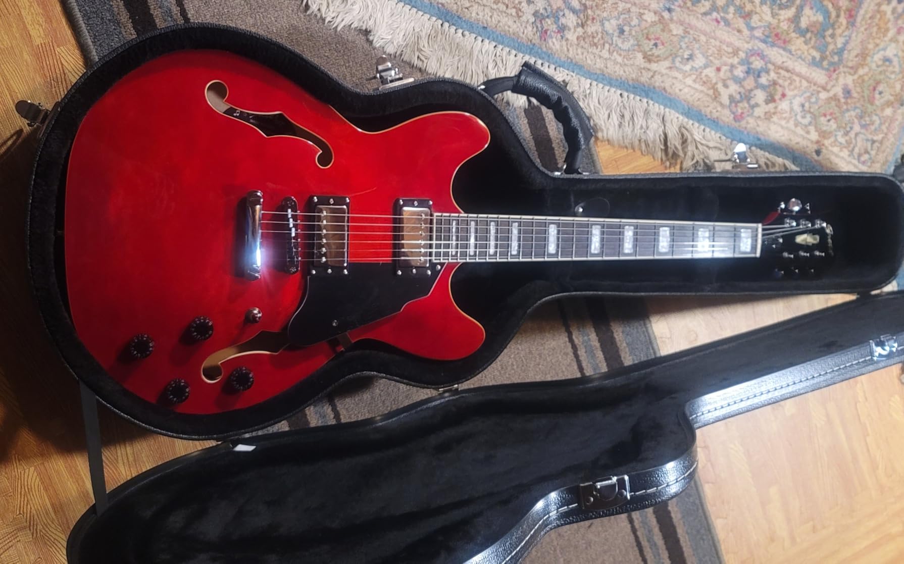 Grote Full Scale Electric Guitar Semi-Hollow Body Guitar Stainless Steel Frets (Vintage Sunburst) customer photo 1