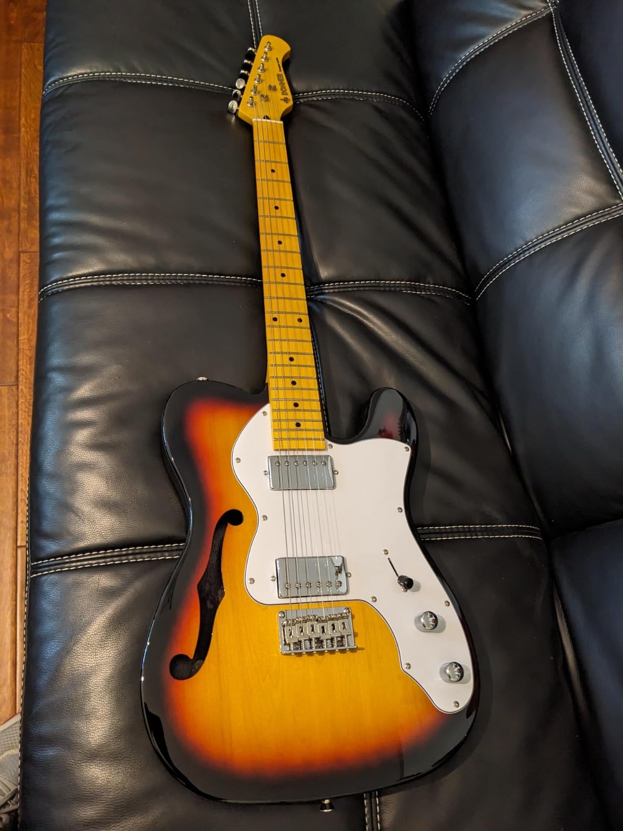 Donner 39 Inch Jazz Electric Guitar TL Thinline F-Hole Semi-Hollow Body, Sunburst (DJC-1000S) customer photo 2