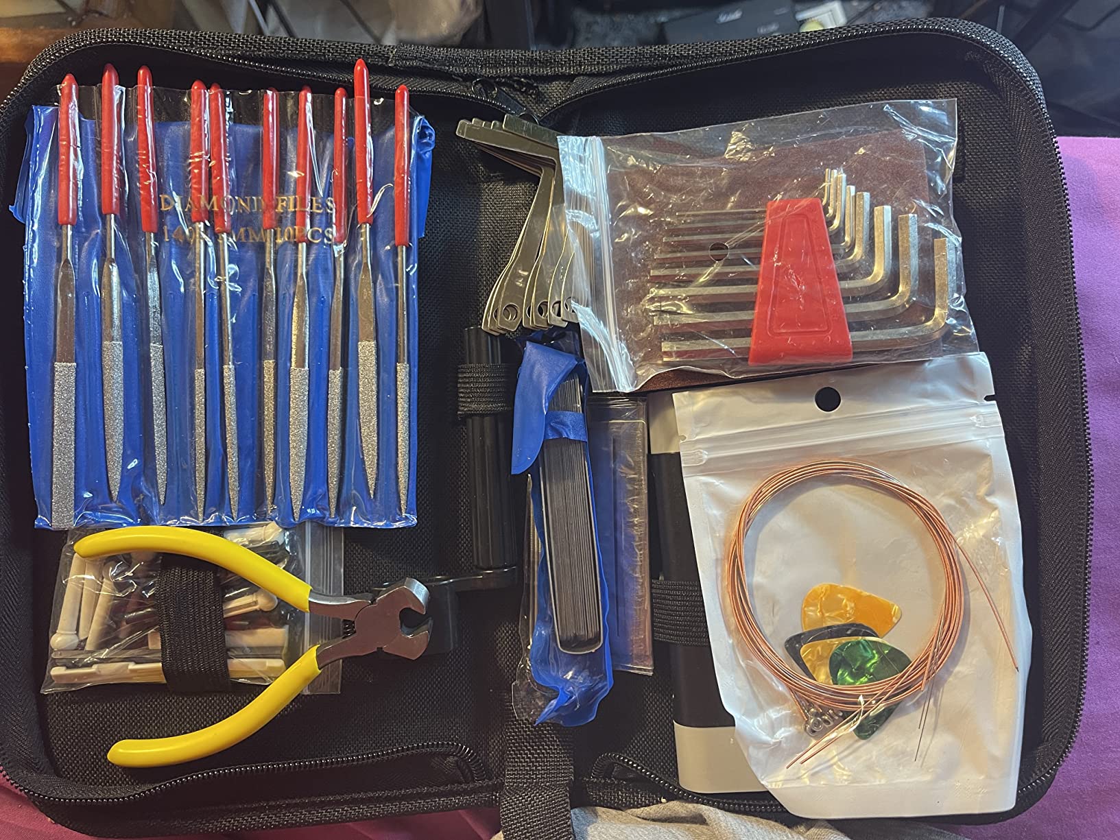 72PCS Guitar Tool Kit,Professional Guitar Repairing Maintenance Tool Kit with Guitar Strings Picks Bridge Pins Gauge Guitar Accessories Gift for Acoustic Guitar Electric guitar Ukulele Bass Banjo Customer Review 72PCS Guitar Tool Kit,Professional Guitar Repairing Maintenance Tool Kit with Guitar Strings Picks Bridge Pins Gauge Guitar Accessories Gift for Acoustic Guitar Electric guitar Ukulele Bass Banjo - Customer Photo 2