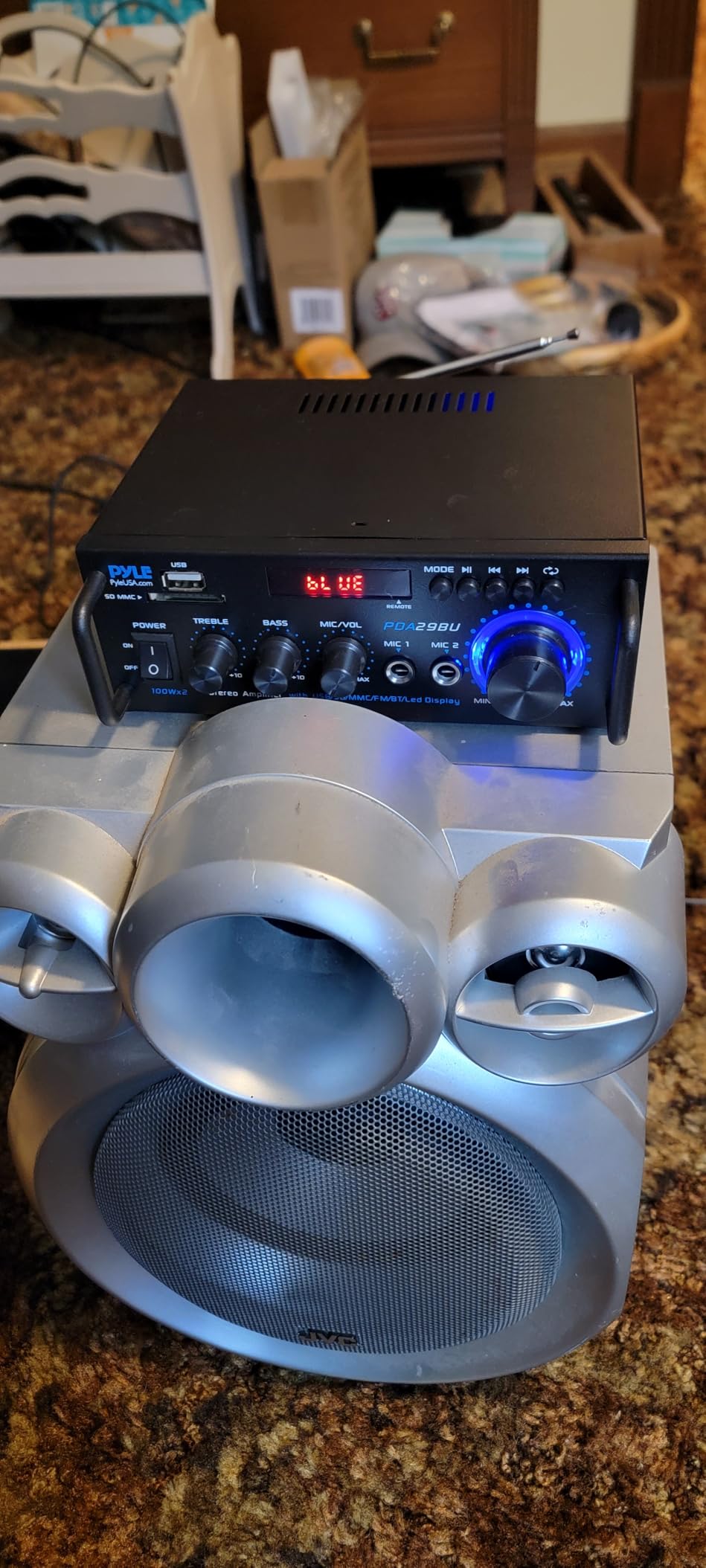 Pyle 200W Stereo Power Amplifier with Bluetooth - Dual Channel Audio Receiver - LED Display - RCA - USB - SD - MIC IN - FM Radio - AUX Input - Perfect for Home & Computer Audio - PDA29BU.5 Customer Review Pyle 200W Stereo Power Amplifier with Bluetooth - Dual Channel Audio Receiver - LED Display - RCA - USB - SD - MIC IN - FM Radio - AUX Input - Perfect for Home & Computer Audio - PDA29BU.5 - Customer Photo 1