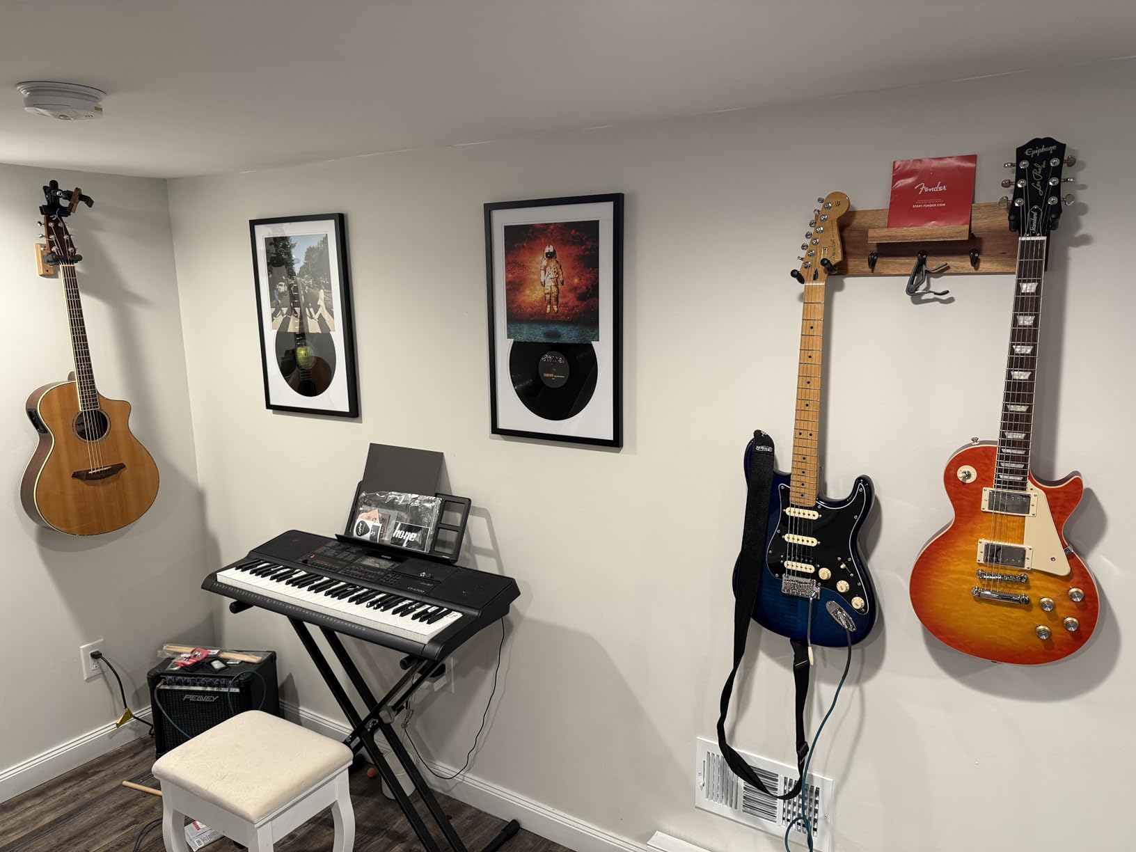 SNIGJAT Guitar Wall Mount with Rotatable Hook, Wood Guitar Hanger with Shelf and Pick Holder, Wall Stand Rack for Acoustic, Electric, Bass Customer Review SNIGJAT Guitar Wall Mount with Rotatable Hook, Wood Guitar Hanger with Shelf and Pick Holder, Wall Stand Rack for Acoustic, Electric, Bass - Customer Photo 2