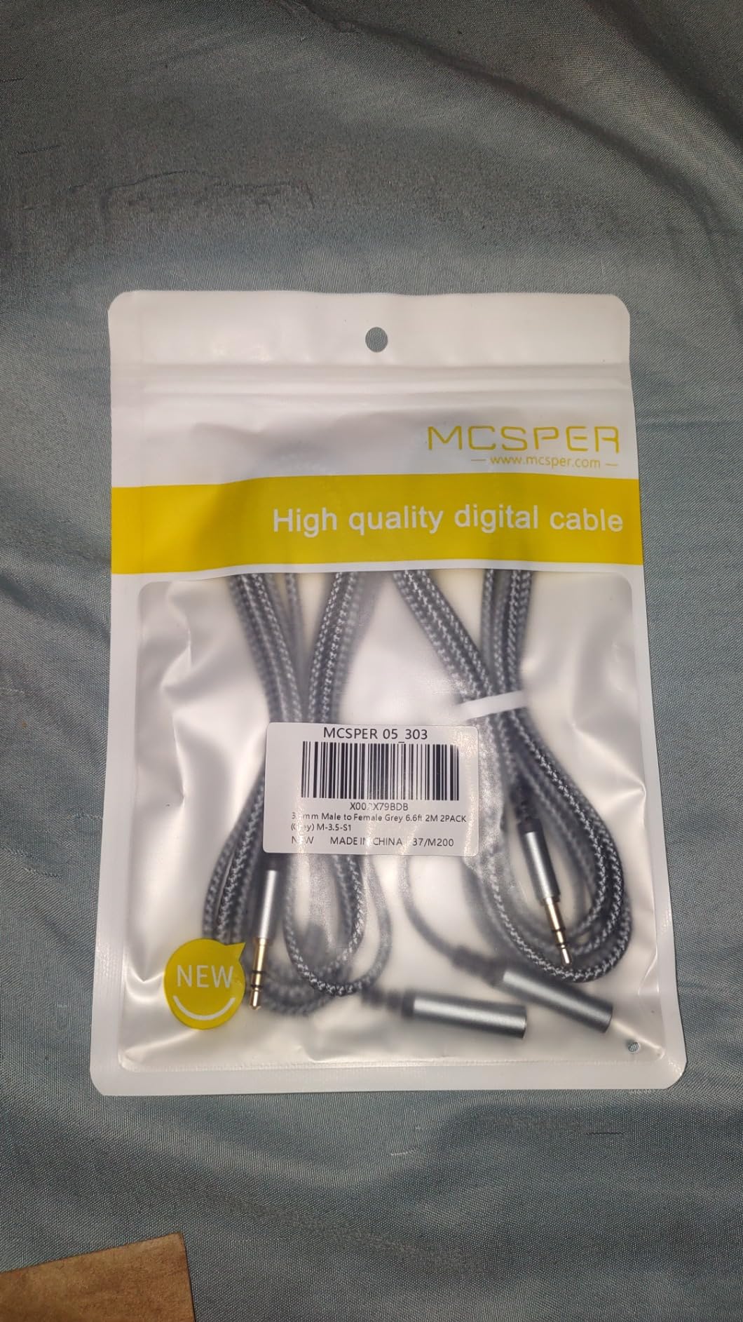 MCSPER Headphone Extension Cable, [2-Pack, 6.6ft Hi-Fi ] 3.5mm Extension AudioMale to Female Aux Adapter Hi-Fi Sound Stereo Extender Cord for Headset, iPhone, iPad, Smartphones, Tablets & More (Grey) - Customer Photo 1