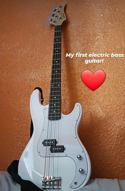 GLARRY Full Size Electric Bass Guitar Beginner Kit 4 String with AMP, Cable, Strap, Bag and Accessories (Black) - Customer Photo 5