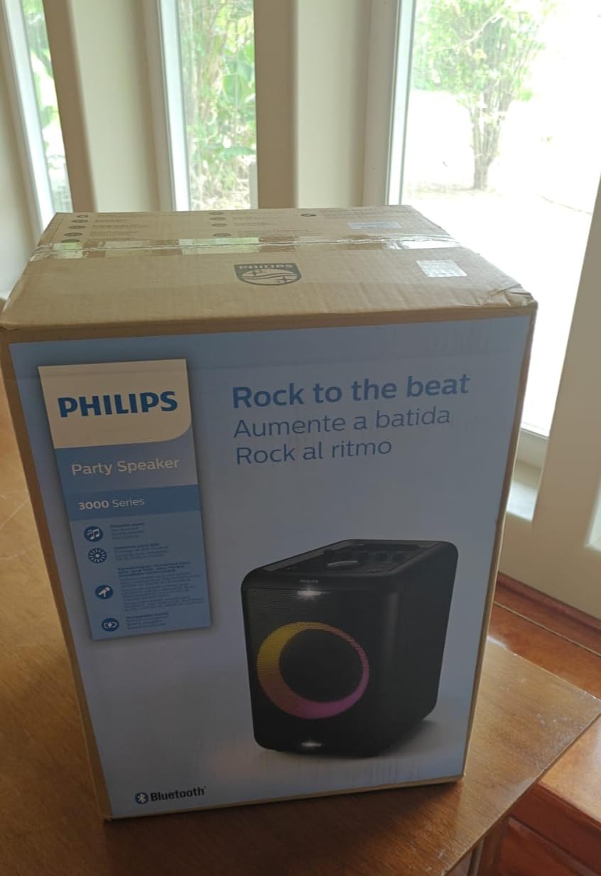 Philips X5206 bluetooth party speaker, portable with wheels, exciting light show, karaoke machine with microphone and Guitar Input, powerful bass & subwoofer, long playtime, perfect for outdoor events - Customer Photo 1