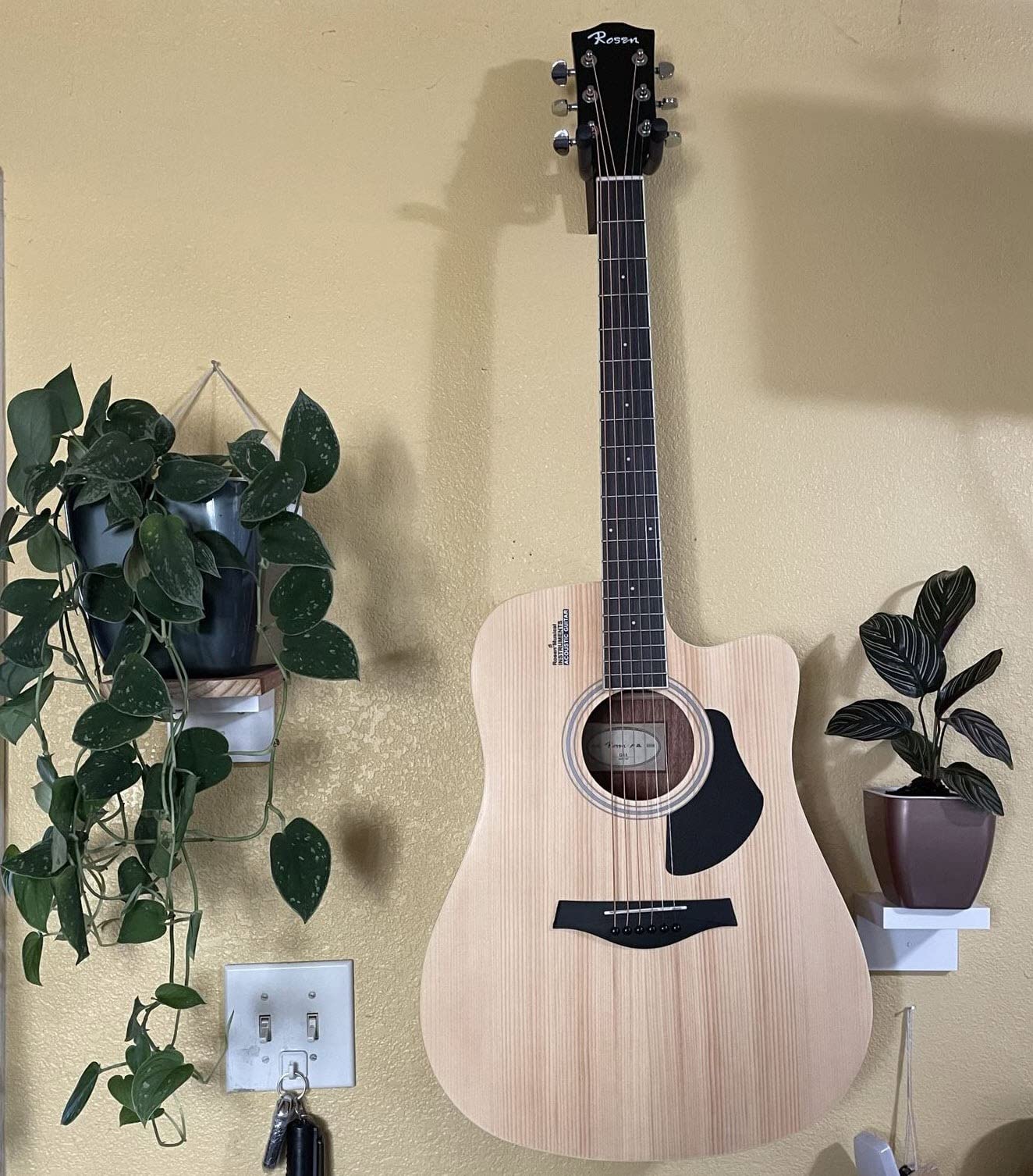 Rosen Solid Top Dreadnought Acoustic Guitar 41 Inches Spruce Guitar Beginner Bundle with Book, Padded Bag, Strings, Picks, Hexwrench, Strap, Polishing Cloth, Natural - Customer Photo 1