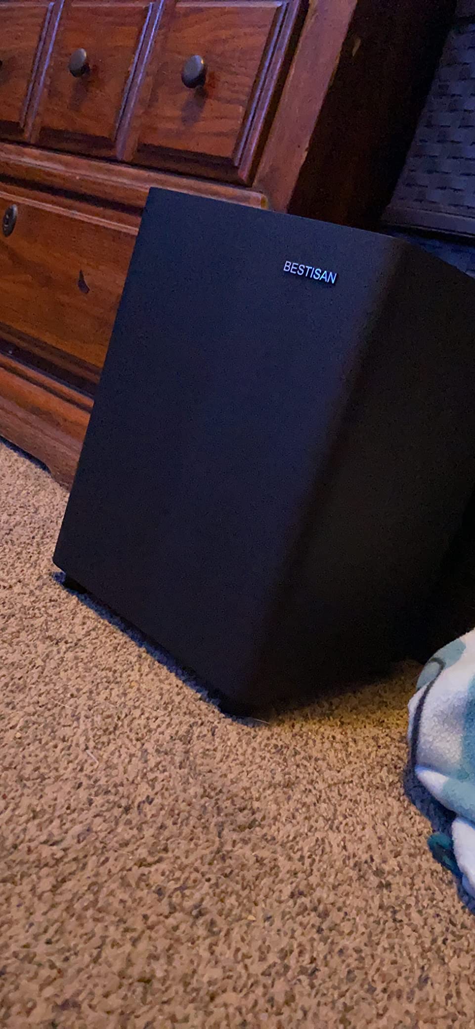 BESTISAN Powered Subwoofer, Deep Bass Sub, Down Firing Subs, Easy Setup with Home Theater System, Receiver, Speakers, Coaxial Cable Included, RCA, LFE, AUX Input, High-Level Speaker Input & Output - Customer Photo 2