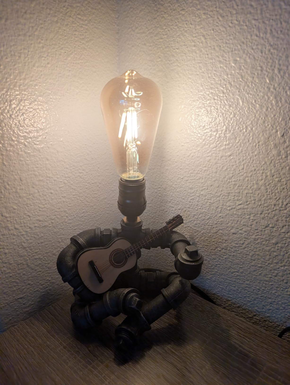 Music Guitar Table Lamp Art Decor Guitar Stuff Cool Gifts for Music Art Lovers Microphone Players for Men Steampunk Pipe Man Edison Bulb Lamps Retro Guitars Metal Pipe Industrial Robot Lights Customer Review Music Guitar Table Lamp Art Decor Guitar Stuff Cool Gifts for Music Art Lovers Microphone Players for Men Steampunk Pipe Man Edison Bulb Lamps Retro Guitars Metal Pipe Industrial Robot Lights - Customer Photo 2