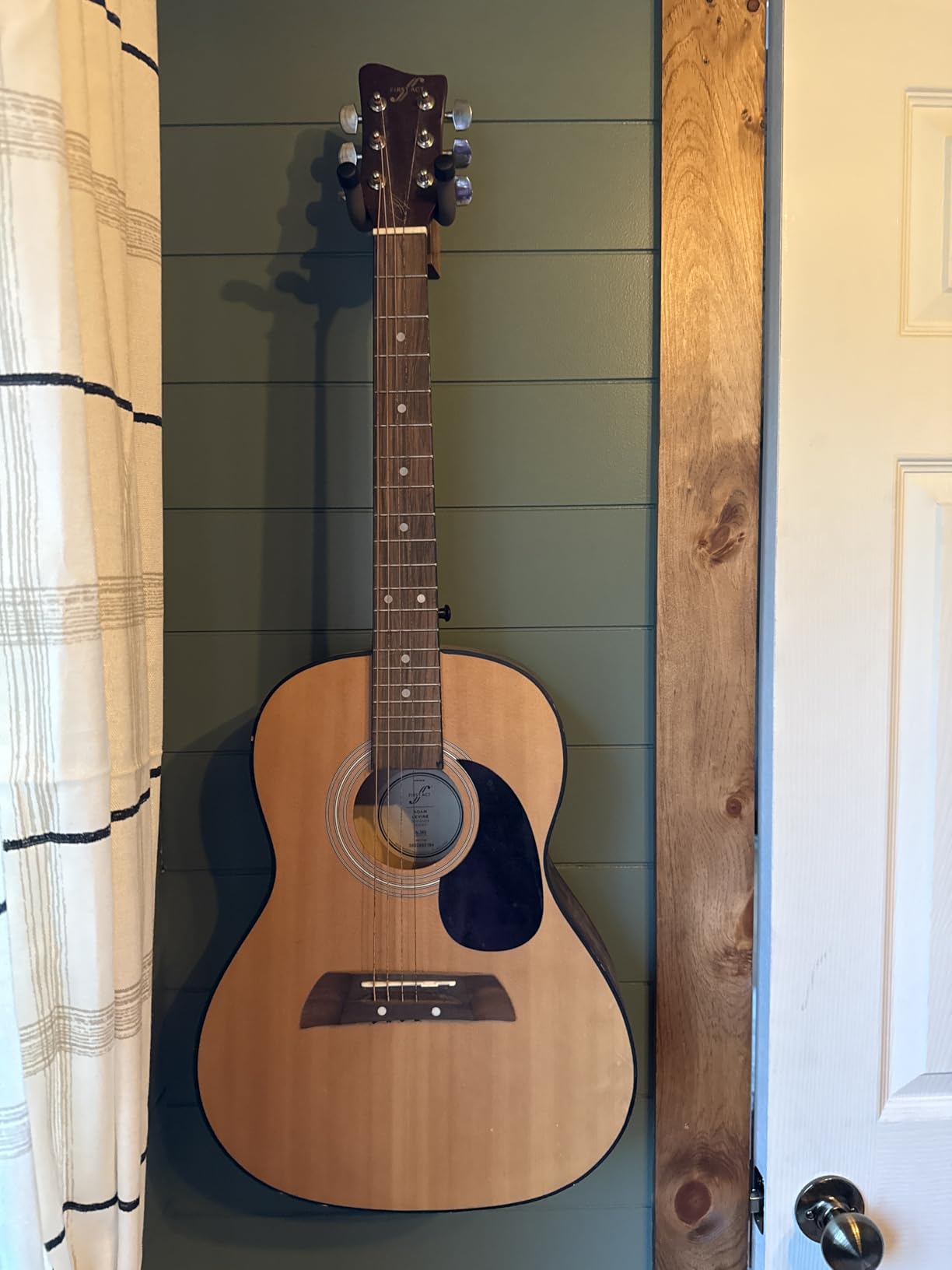 Guitar Wall Mount, Guitar Hangers Hooks Bracket Holder Stand for Acoustic and Electric Guitars Bass Banjo Mandolin, Black Walnut Wood Base Customer Review Guitar Wall Mount, Guitar Hangers Hooks Bracket Holder Stand for Acoustic and Electric Guitars Bass Banjo Mandolin, Black Walnut Wood Base - Customer Photo 2