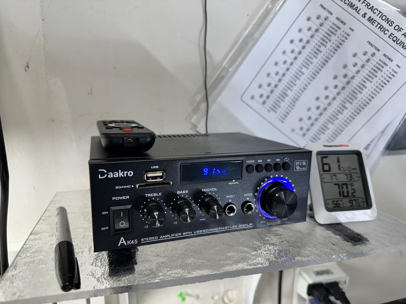 AK45 Stereo Audio Amplifier,300W Home 2 Channel Wireless Bluetooth 5.0 Power Amplifier System, Home Amplifiers FM Radio, USB, SD Card, with Remote Control Home Theater Audio Stereo System Customer Review AK45 Stereo Audio Amplifier,300W Home 2 Channel Wireless Bluetooth 5.0 Power Amplifier System, Home Amplifiers FM Radio, USB, SD Card, with Remote Control Home Theater Audio Stereo System - Customer Photo 2