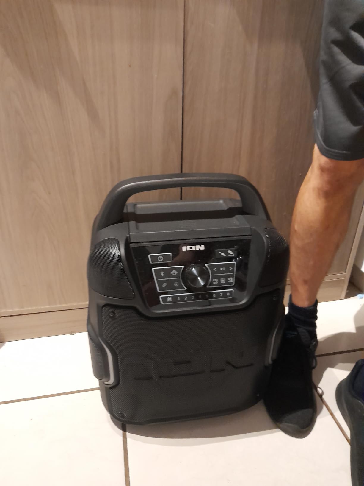 ION Block Rocker - Portable Bluetooth Outdoor Party Speaker with Karaoke Microphone, Battery, 4 Speakers, Radio, USB Port, App, Water-Resistant, 120W Customer Review ION Block Rocker - Portable Bluetooth Outdoor Party Speaker with Karaoke Microphone, Battery, 4 Speakers, Radio, USB Port, App, Water-Resistant, 120W - Customer Photo 1