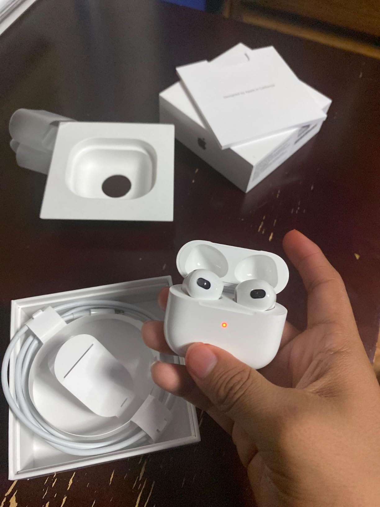 Apple AirPods (3rd Generation) Wireless Ear Buds, Bluetooth Headphones, Personalized Spatial Audio, Sweat and Water Resistant, Lightning Charging Case Included, Up to 30 Hours of Battery Life Customer Review Apple AirPods (3rd Generation) Wireless Ear Buds, Bluetooth Headphones, Personalized Spatial Audio, Sweat and Water Resistant, Lightning Charging Case Included, Up to 30 Hours of Battery Life - Customer Photo 2