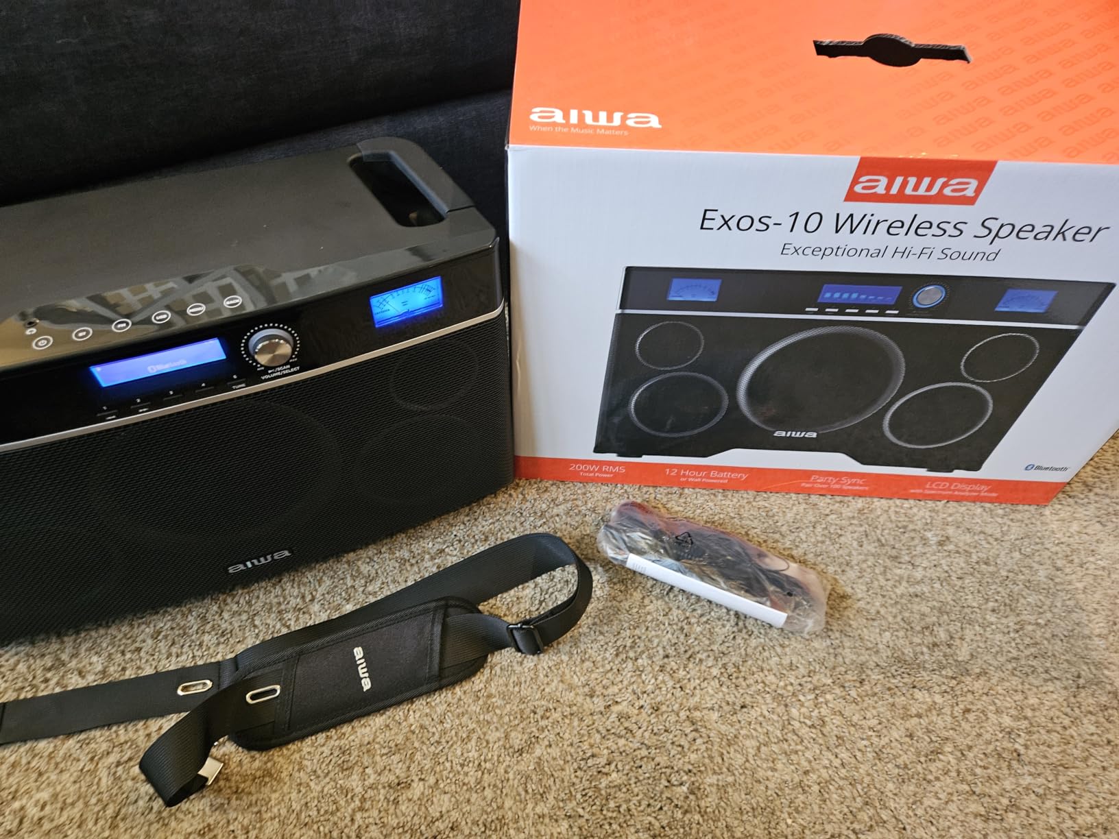 Aiwa Exos-10 Portable Bluetooth Speaker, 200W RMS Power, 6.5