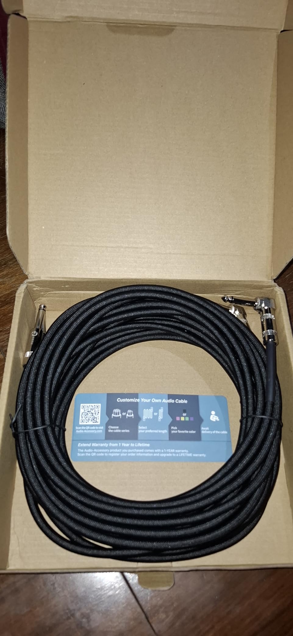 Guitar Cable 10 ft 2 Pack, Nylon Braided Anti-Kinking Kevlar-Reinforced, Neutrik REAN Connector, 20 Gauge 99.99% OFC 1/4 Instrument Cable, AL & OFC Dual Shielded Amp Cord for Fender Electric Guitar Customer Review Guitar Cable 10 ft 2 Pack, Nylon Braided Anti-Kinking Kevlar-Reinforced, Neutrik REAN Connector, 20 Gauge 99.99% OFC 1/4 Instrument Cable, AL & OFC Dual Shielded Amp Cord for Fender Electric Guitar - Customer Photo 1