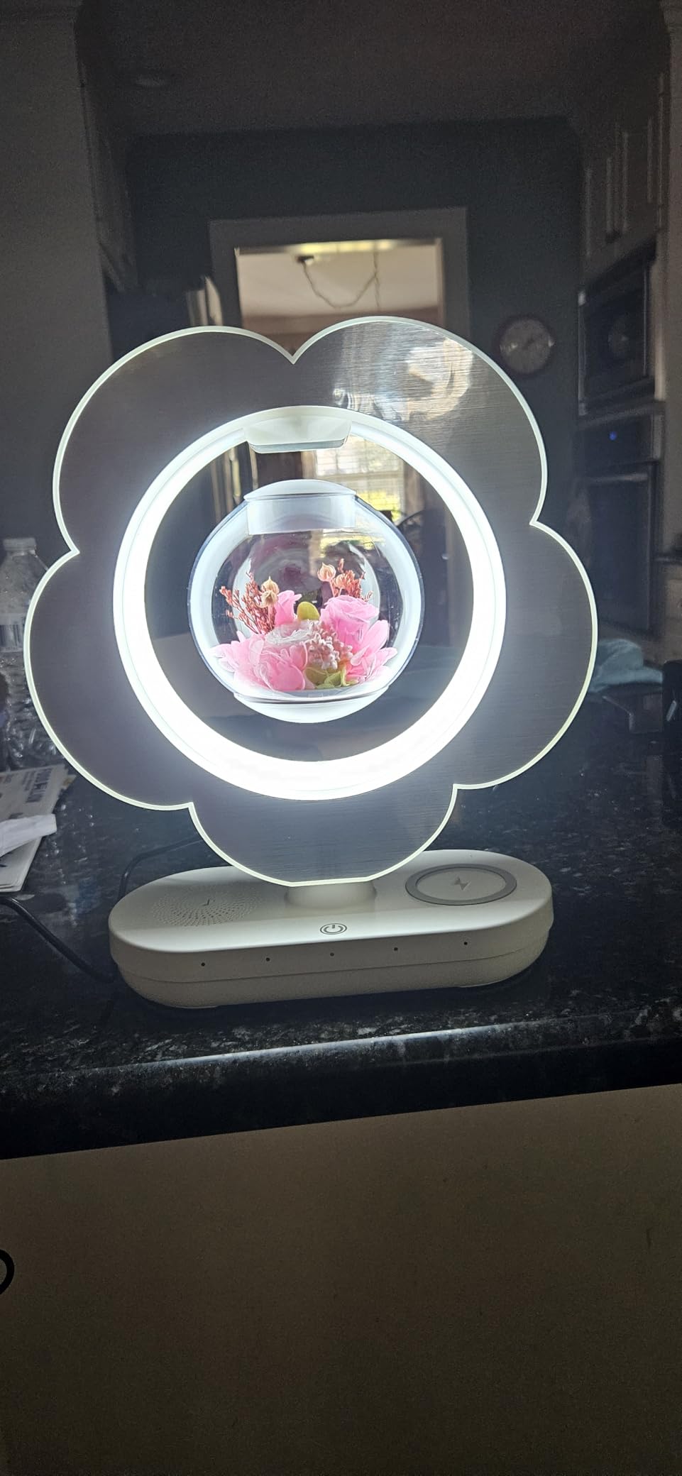LoveLin Magnetic Levitation Circle Table Lamp with Bluetooth Speaker,5W Led Night Light,Three Variable Color,Automatic Rotating Preserved Flowers Creative Gifts Home Office Ornament Rotundity Layout Customer Review LoveLin Magnetic Levitation Circle Table Lamp with Bluetooth Speaker,5W Led Night Light,Three Variable Color,Automatic Rotating Preserved Flowers Creative Gifts Home Office Ornament Rotundity Layout - Customer Photo 4