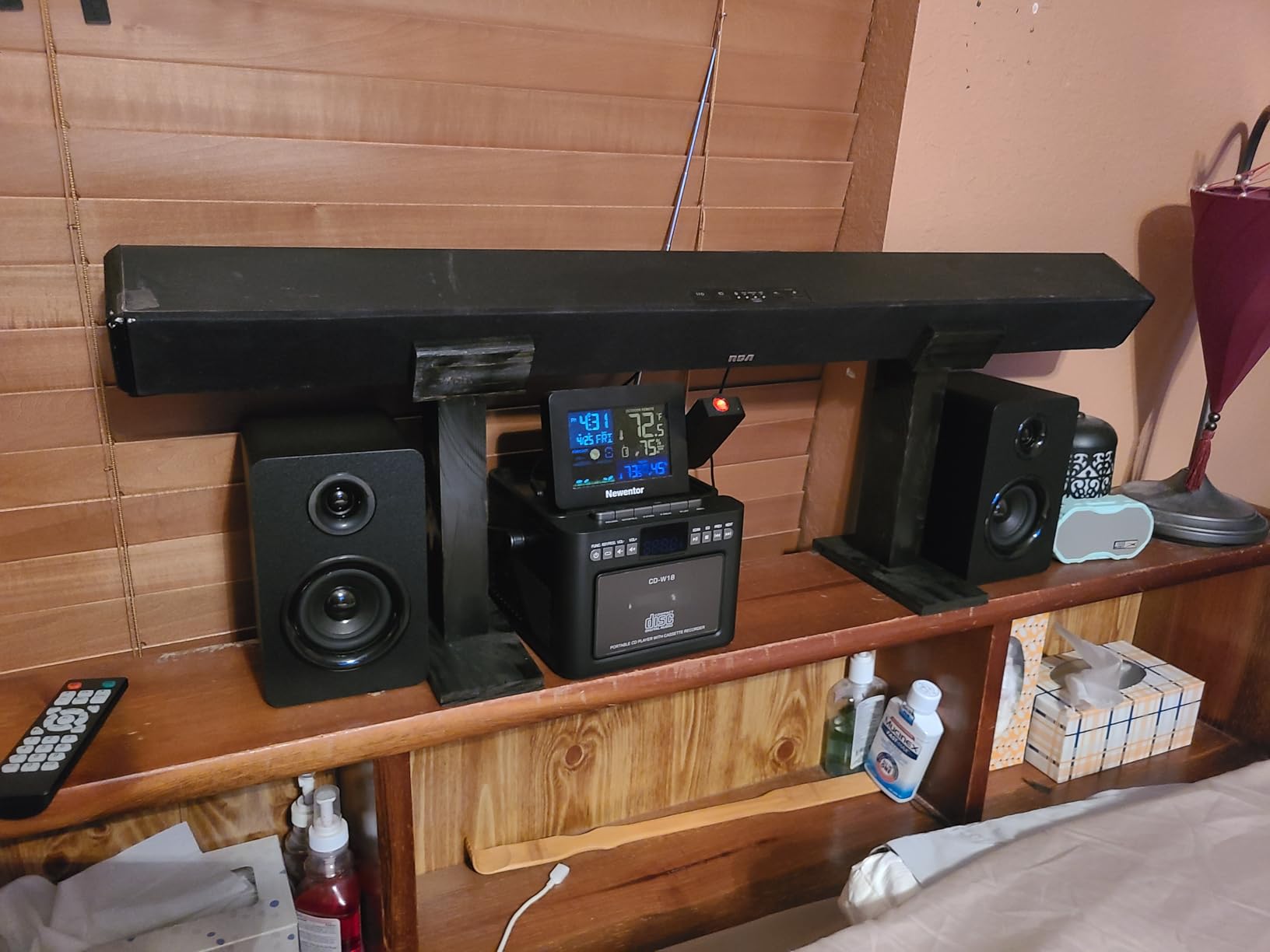 Greadio Stereo System for Home with Boombox CD and Cassette Player Combo, 40W Home Stereo System with Bluetooth, FM Radio/USB/TF/AUX/Remote Control, Detachable Wooden Bookshelf Speakers - Customer Photo 1