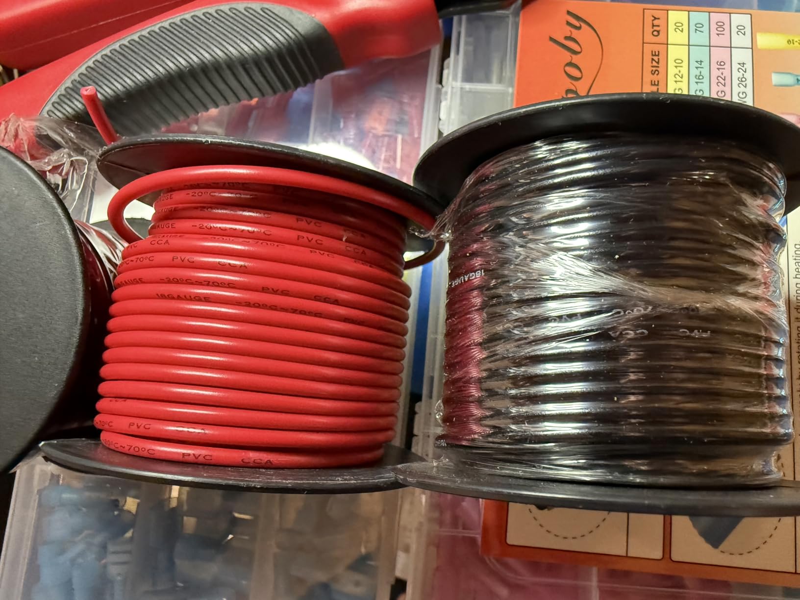 12 Gauge Electrical Wire, Red/Black Each 30FT, Flexible Low Voltage PVC Copper Clad Aluminum Extension Cord for DIY Projects,Car Speaker Wire, LED Wire, Residential Wiring 12V/24V DC Customer Review 12 Gauge Electrical Wire, Red/Black Each 30FT, Flexible Low Voltage PVC Copper Clad Aluminum Extension Cord for DIY Projects,Car Speaker Wire, LED Wire, Residential Wiring 12V/24V DC - Customer Photo 1