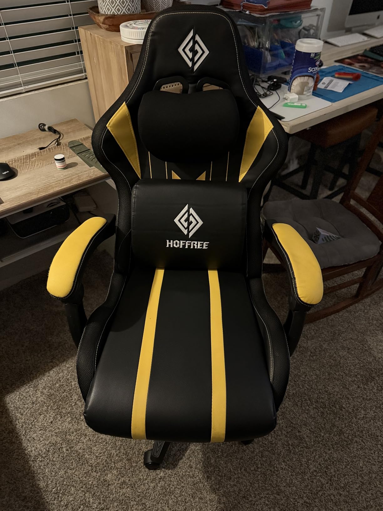 HOFFREE Gaming Chair with Music Rhythm RGB LED Lights and Bluetooth Speakers Ergonomic Massage Computer Gaming Chair with Footrest Video Game Chair High Back with Lumbar Support Blue and Black Customer Review HOFFREE Gaming Chair with Music Rhythm RGB LED Lights and Bluetooth Speakers Ergonomic Massage Computer Gaming Chair with Footrest Video Game Chair High Back with Lumbar Support Blue and Black - Customer Photo 2
