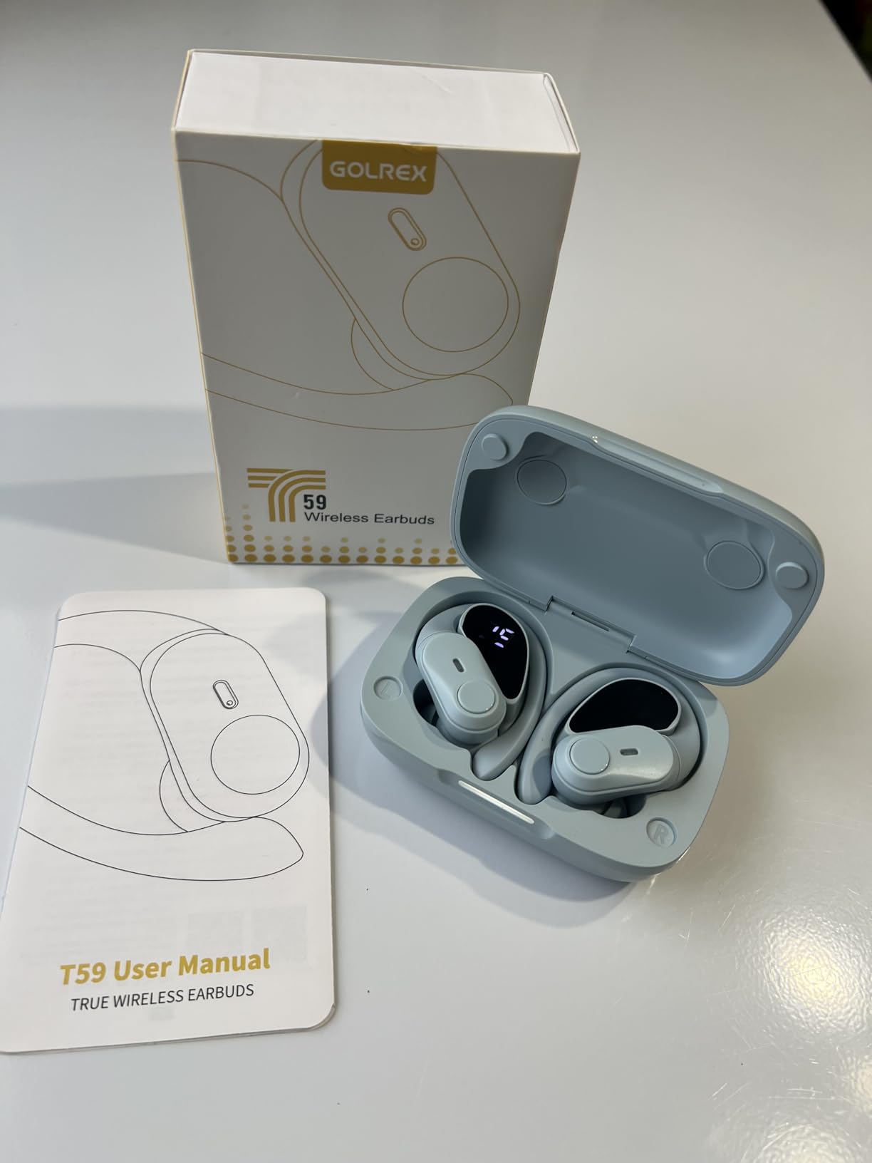 GOLREX Active Noise Cancelling Ear Buds Wireless Earbuds Bluetooth Headphones with 80H Playtime LED Display Charging Case, Over Ear Earphones with Hooks for Sports Running Gym Workout Black Customer Review GOLREX Active Noise Cancelling Ear Buds Wireless Earbuds Bluetooth Headphones with 80H Playtime LED Display Charging Case, Over Ear Earphones with Hooks for Sports Running Gym Workout Black - Customer Photo 1