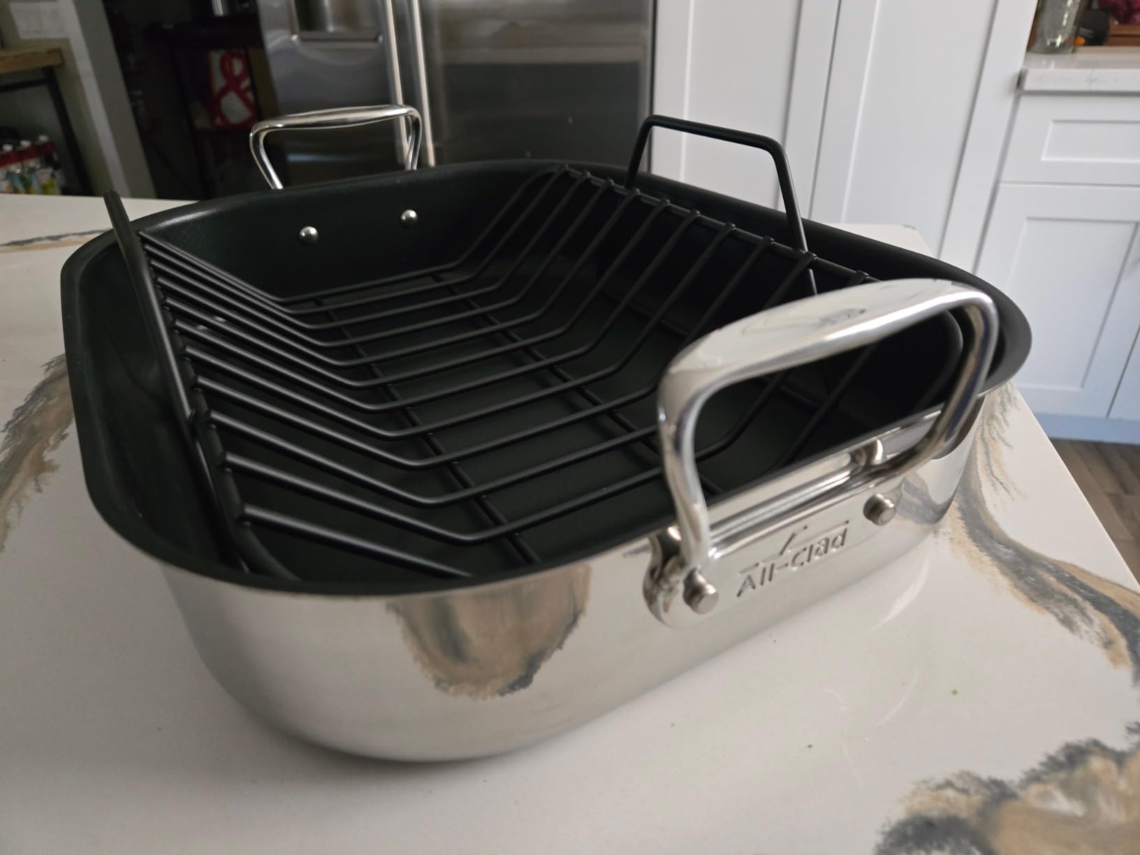 All-Clad Specialty Stainless Steel Roaster and Nonstick Rack 16x13x5 Inch Oven Broiler Safe 600F Roaster Pan, Pots and Pans, Bakeware, Turkey, Silver - Customer Photo 1