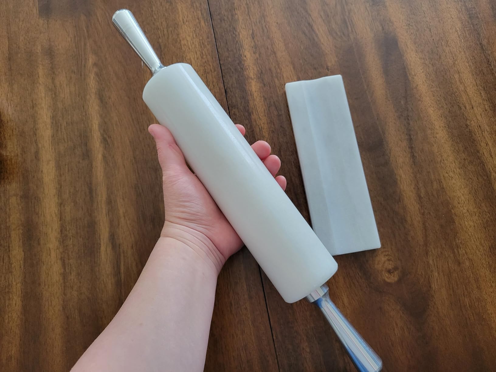 Fox Run Polished Marble Rolling Pin with Wooden Cradle, 10-Inch Barrel, White - Customer Photo 3