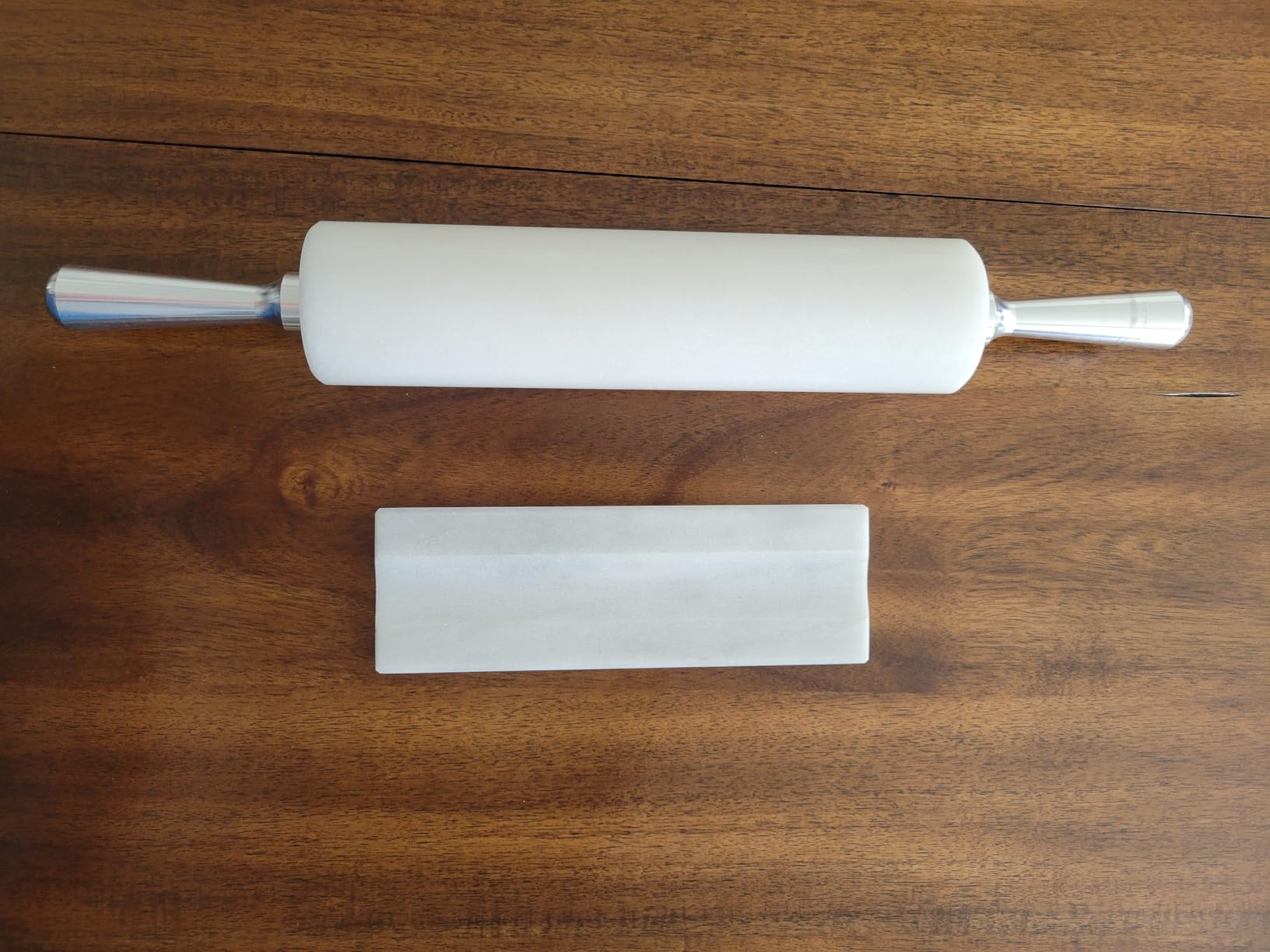 Fox Run Polished Marble Rolling Pin with Wooden Cradle, 10-Inch Barrel, White - Customer Photo 4