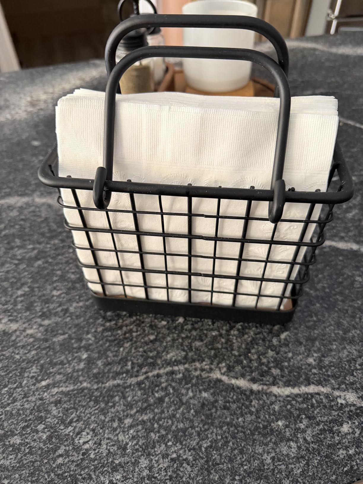 Spectrum Pantry Works Arch Vertical Napkin Holder, Upright Napkin Holder With Handle, Contemporary Napkin Storage for Dining Table, Countertop Napkin Storage for Kitchen Organization, Satin Nickel (40878) - Customer Photo 2