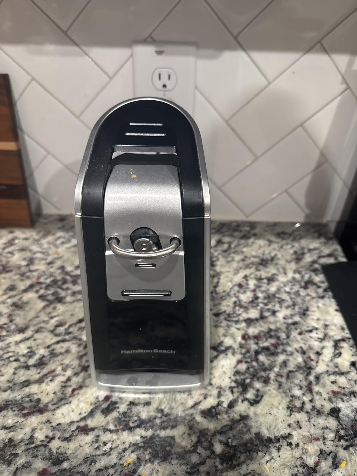 Hamilton Beach Smooth Edge Electric Automatic Can Opener for Kitchen with Easy Push Down Lever, Extra Tall, Includes Stainless Steel Scissors, Black and Chrome (76607) - Customer Photo 3