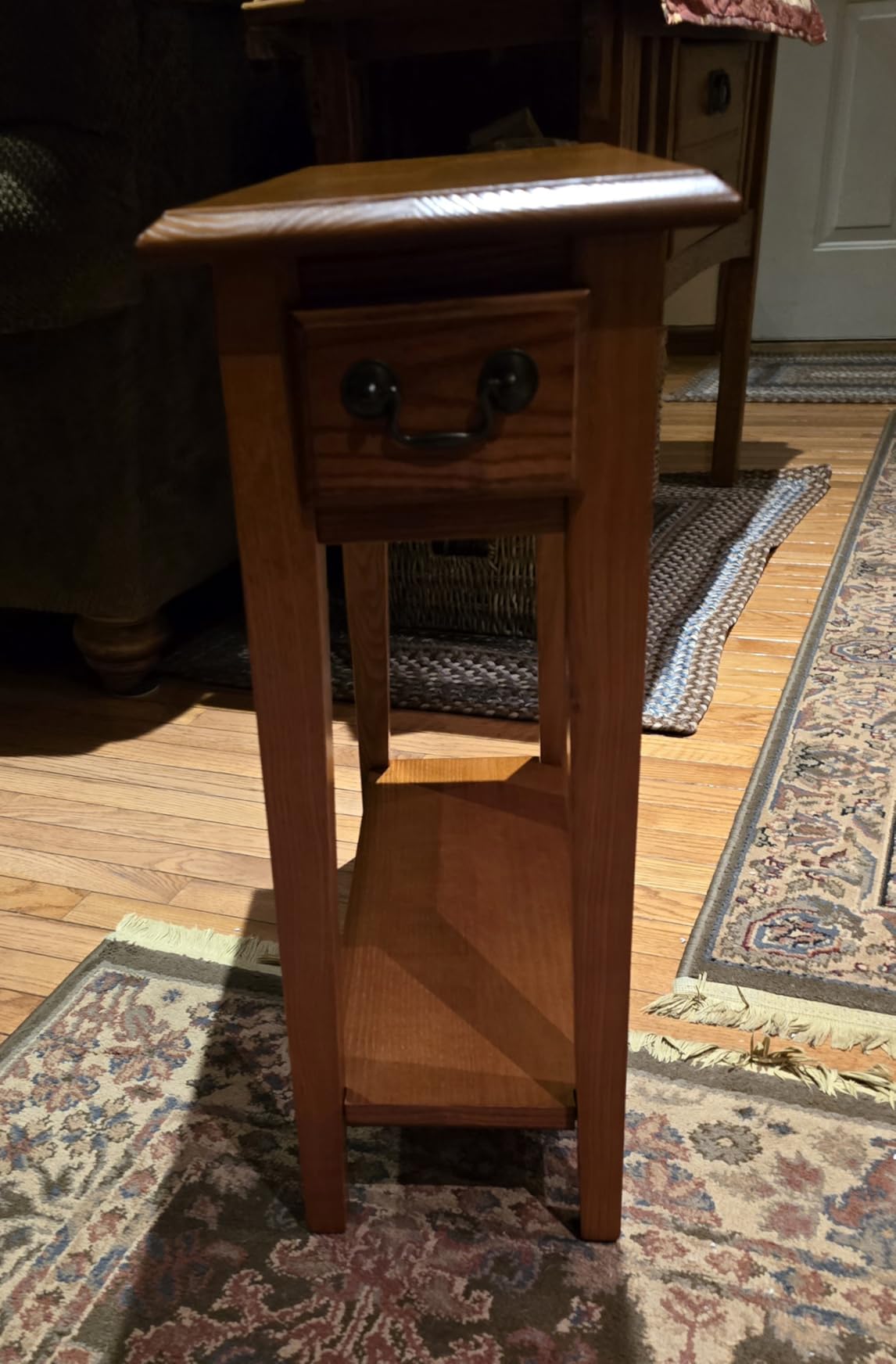 Leick Home Haven Ridge End Table, Solid Wood, 1 Storage Drawer, Bottom Display Shelf, Narrow, Easy-Assembly, Medium Oak - Customer Photo 1