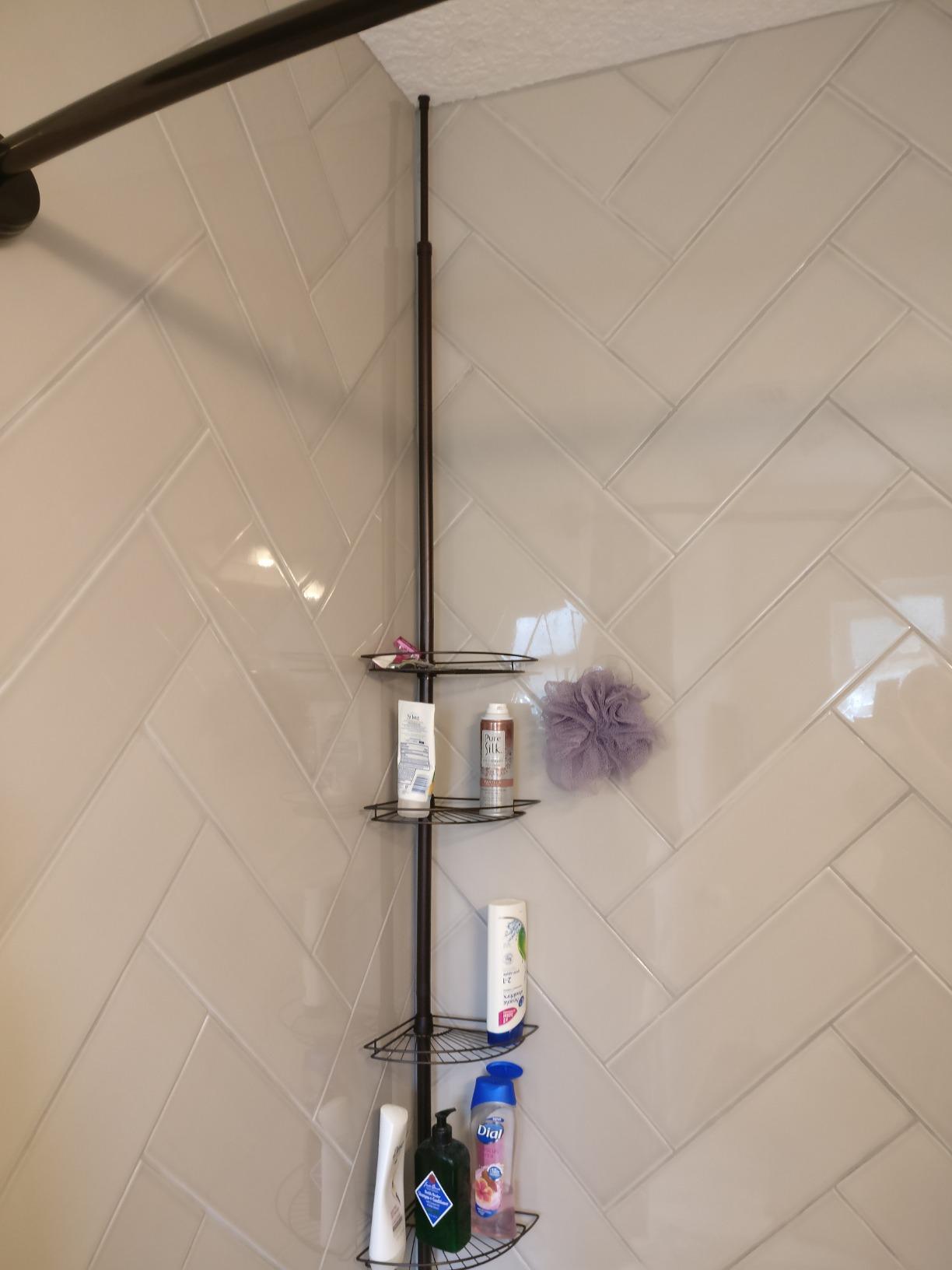 Zenna Home Shower Tension Pole Caddy, Satin Nickel - Customer Photo 4