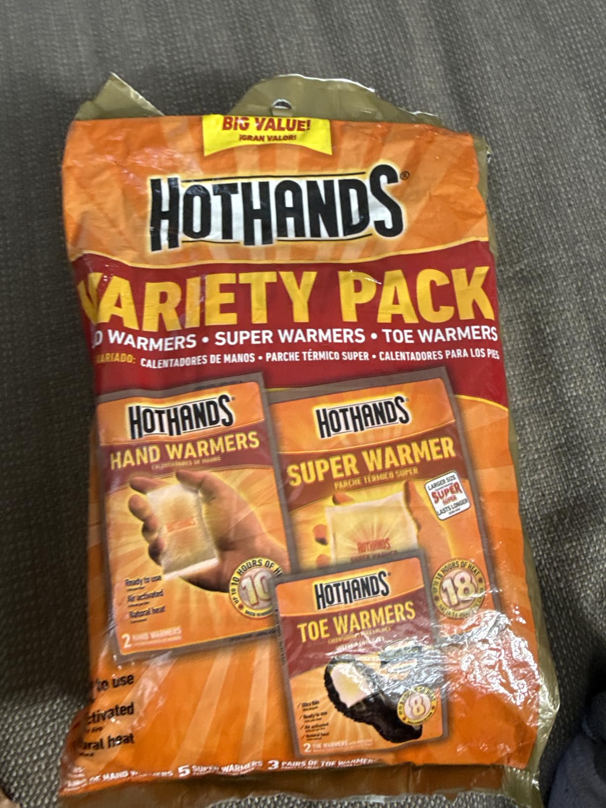 HotHands Toe, Hand, & Body Warmer Variety Pack - Long Lasting Safe Natural Odorless Air Activated Warmers Customer Review HotHands Toe, Hand, & Body Warmer Variety Pack - Long Lasting Safe Natural Odorless Air Activated Warmers - Customer Photo 1