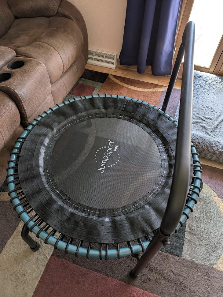 JumpSport 350 PRO Fitness Trampoline, Cardio Workout, No-Tip Arched Legs Home Gym Equipment, Adjustable Bungees & 60 Day Trial Video - Customer Photo 2