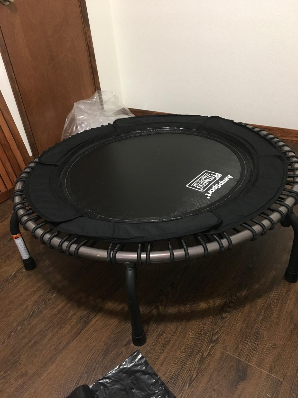 JumpSport Indoor Heavy Duty Lightweight 44 Inch Folding Fitness Trampoline with Arched Legs and 7 Adjustable Tension - Customer Photo 1