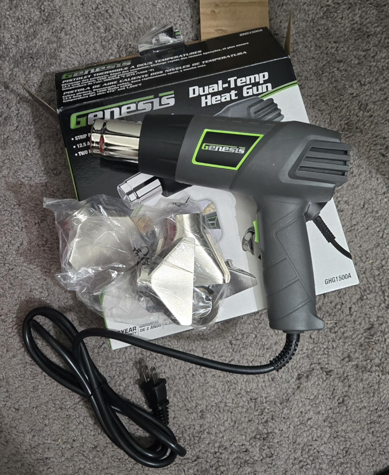 Genesis GHG1500A Dual Temperature Heat Gun Kit with Fast Heat High And Low Settings 572F/1000F customer photo 2