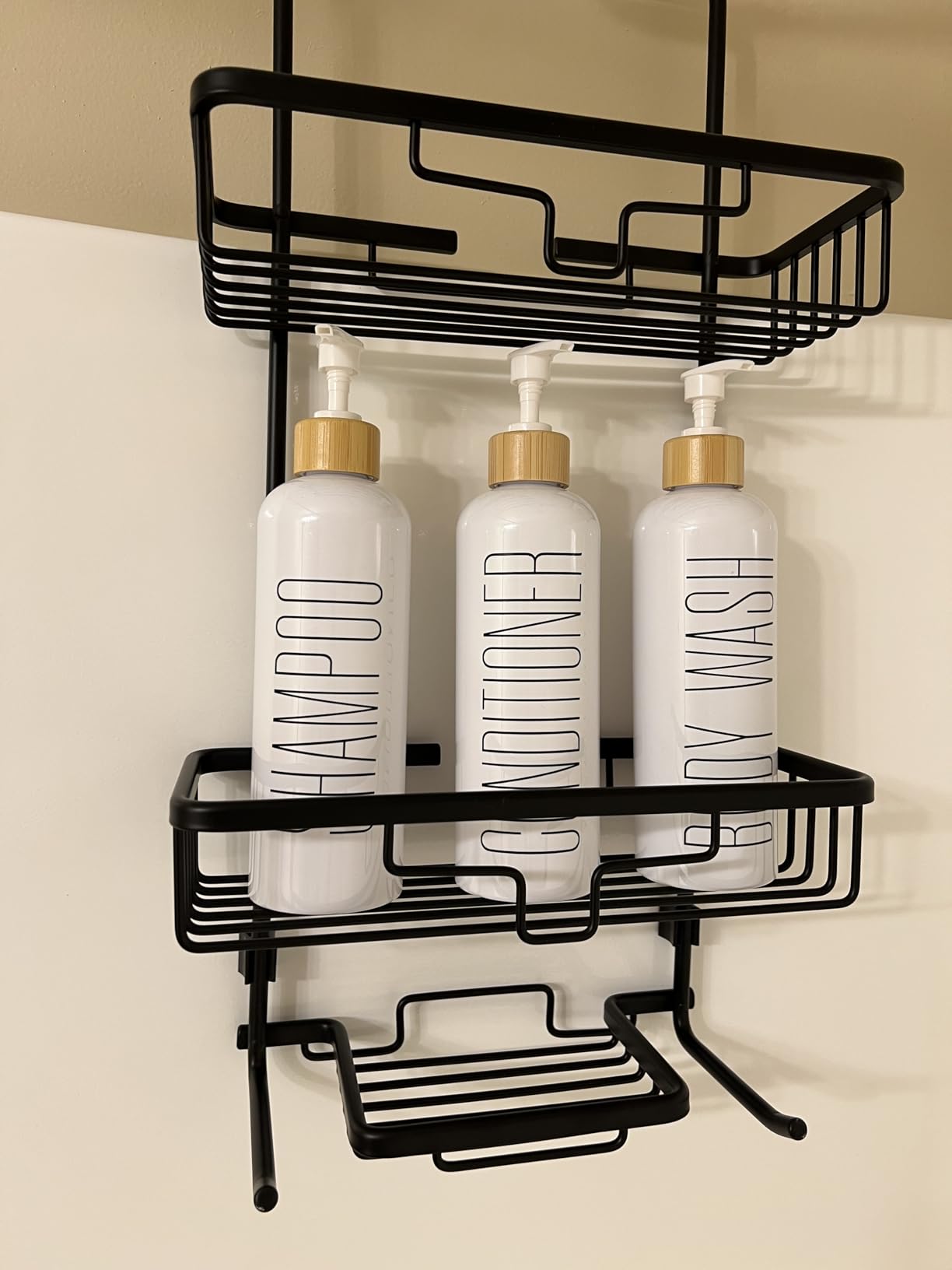 Zenna Home Rustproof Hanging Shower Caddy, Over the Shower Head Caddy with 2 Shelves and Built In Hooks, Aluminum Bathroom Hanging Organizer, Satin Chrome - Customer Photo 2