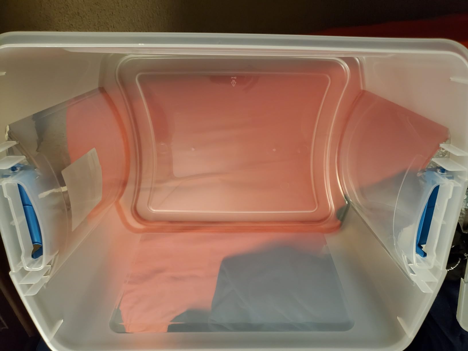 Sterilite 72 Qt./18 Gal. Latching Storage Bin with Clear Base - True Blue Customer Review Sterilite 72 Qt./18 Gal. Latching Storage Bin with Clear Base - True Blue - Customer Photo 1