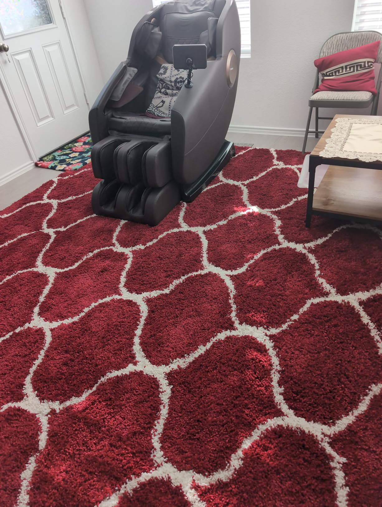 SAFAVIEH Hudson Shag Collection Area Rug - 9' x 12', Ivory & Grey, Moroccan Ogee Trellis Design, Non-Shedding & Easy Care, 2-inch Thick Ideal for High Traffic Areas in Living Room, Bedroom (SGH280A) - Customer Photo 1