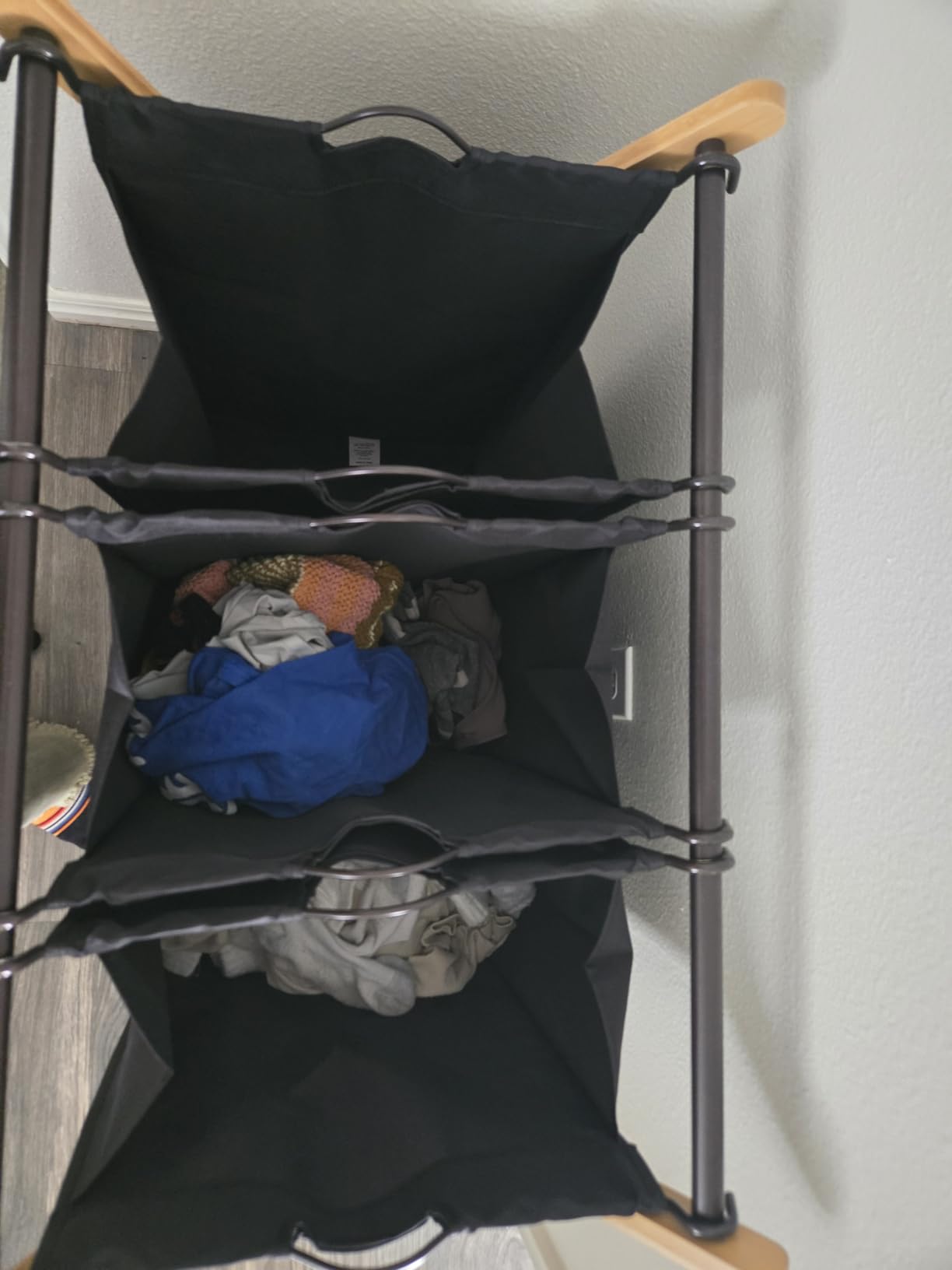 Oceanstar XBS1484 Bamboo 3-Bag Laundry Sorter Black, 29.75 in. H x 19.10 in. W x 27 in. - Customer Photo 1