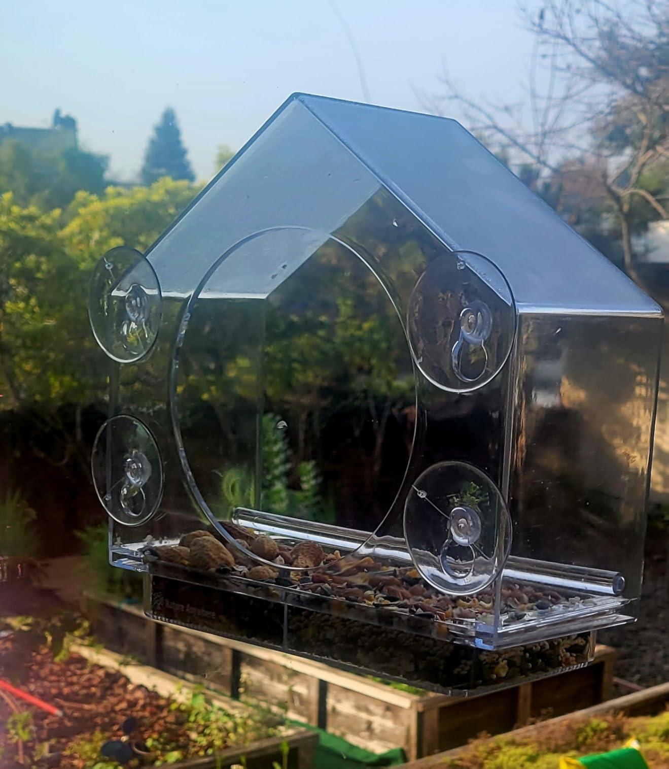 Nature Anywhere Window Bird Feeder - Weather Proof Transparent Acrylic Bird Feeders for Outdoors - Enhanced Suction Grip, Bird Watching for Cats, Easy-to-Clean, Outdoor Birdhouse Feeder (1 Unit) - Customer Photo 1